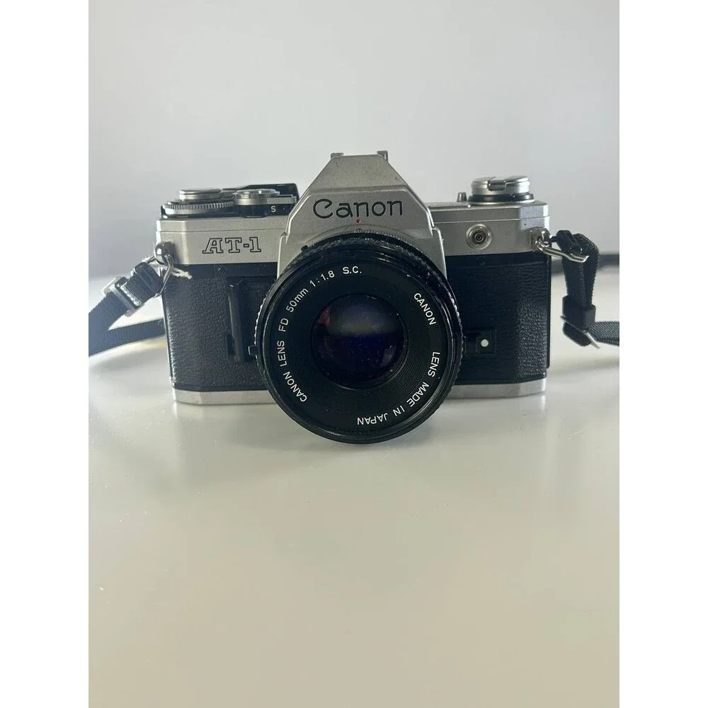 UNTESTED AS-IS Canon AT-1 35mm SLR Camera + Canon FD 50mm f/1.8 S.C. Lens